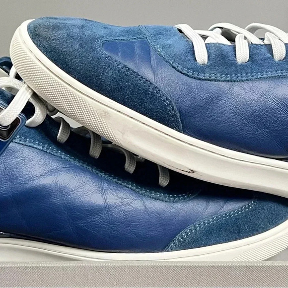 Louis Vuitton Blue Leather and Suede Low Top Sneakers Size US MENS12 - Picture 2 of 13